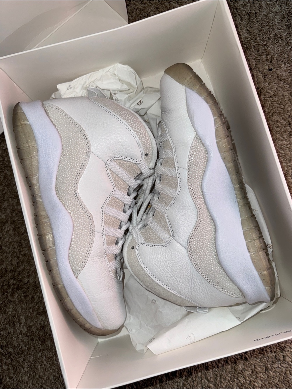 Jordan OVO Men's White and Light Taupe Leather Sneakers